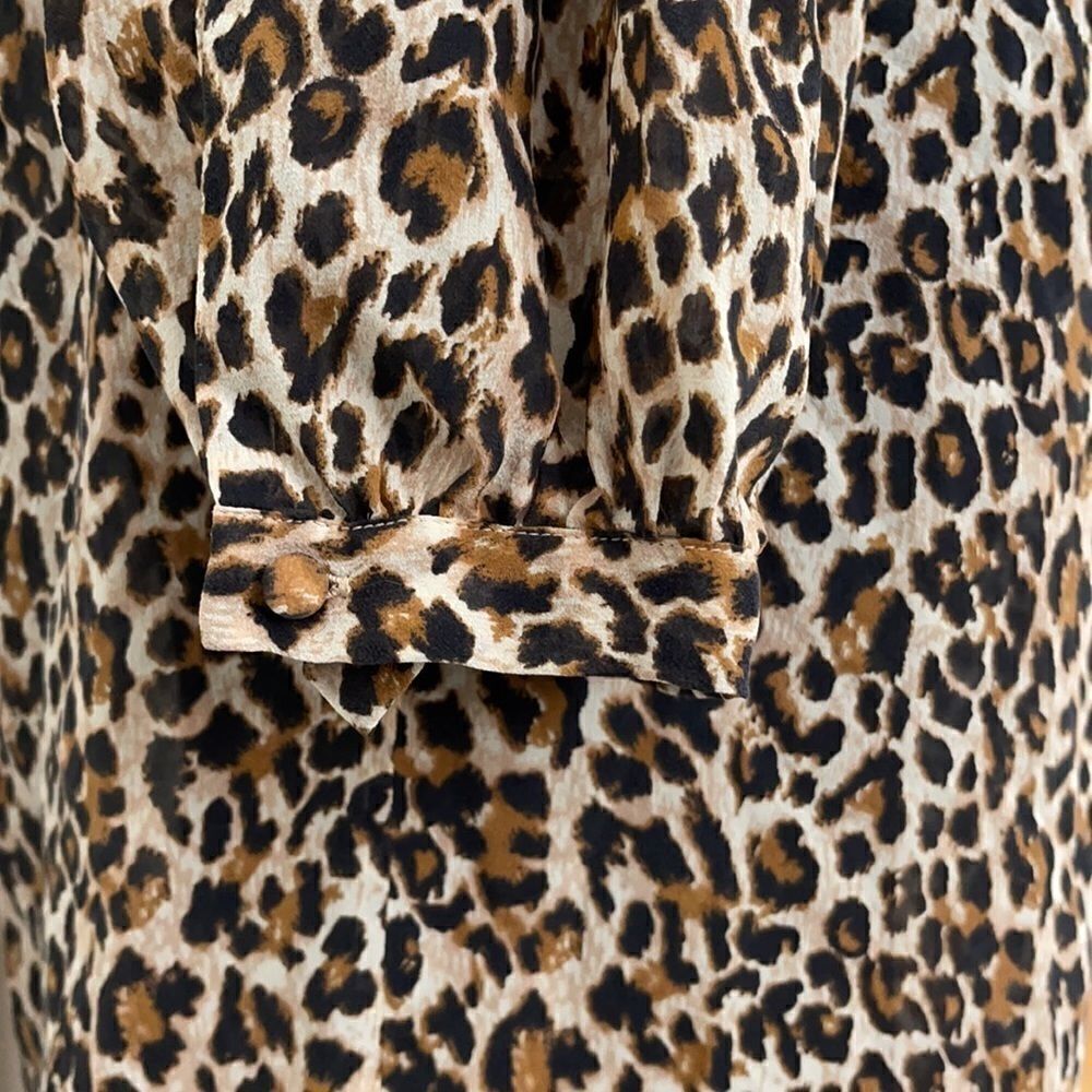 VS Moda International Silk Leopard Print Boho Sheer Top Sz M - Picture 7 of 12